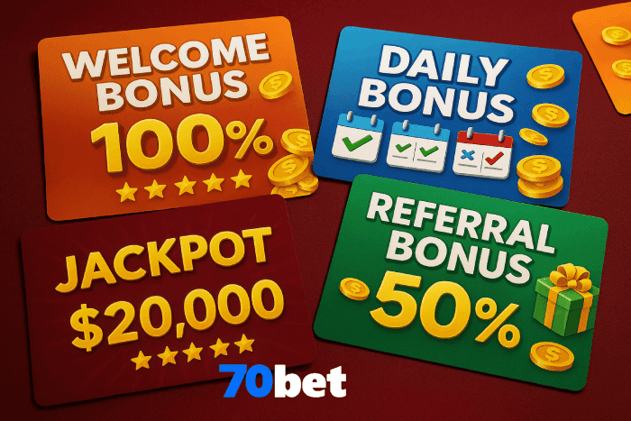 Bônus de cassino móvel 70BET com apostas online